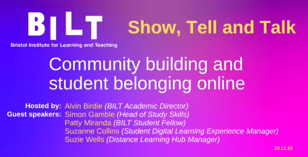 Show, Tell and Talk: Community building and student belonging online